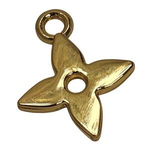 LV Gold Tone Four Petal Flower Charm Pendant Loop Jewelry